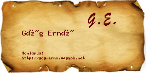 Góg Ernő névjegykártya